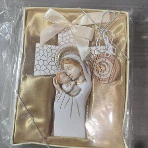 Madonna and Child Hanging Cross Ornament